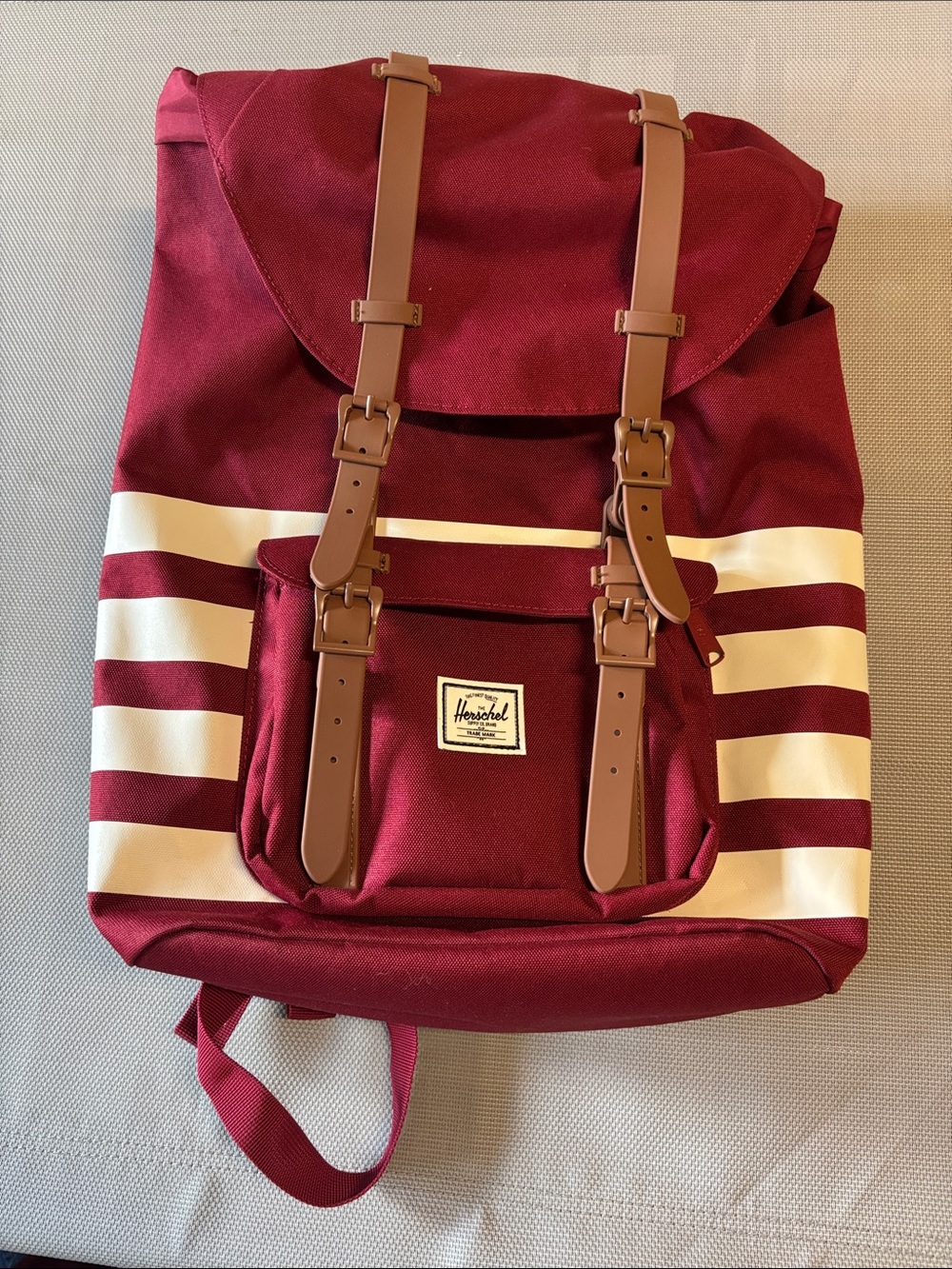 Herschel Supply Company Burgundy Backpack with Cream Stripes NWOT